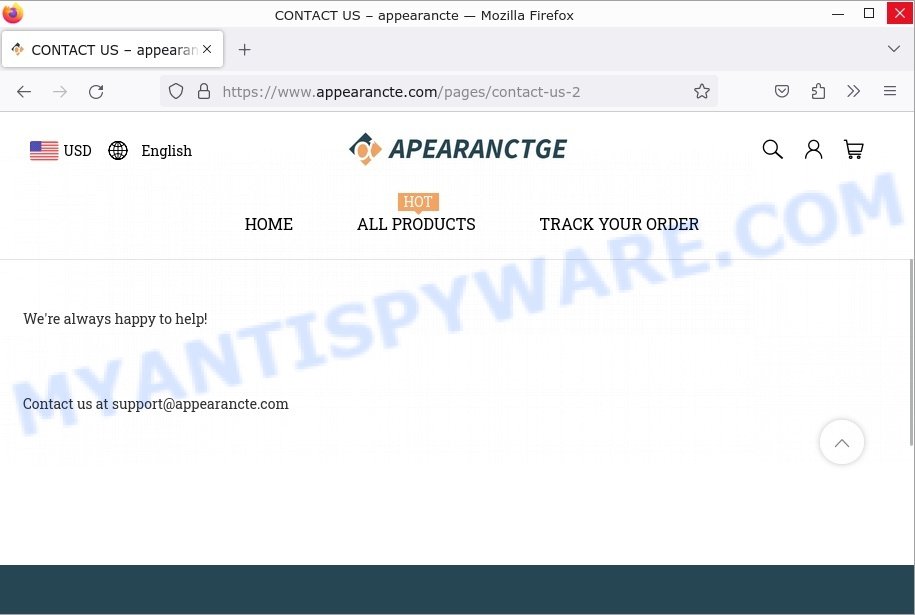 Appearancte.com scam store contacts