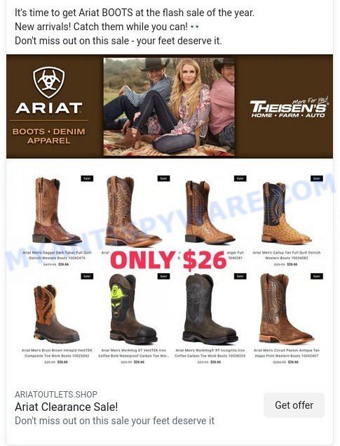 Ariatoutlets.shop Scam store ads