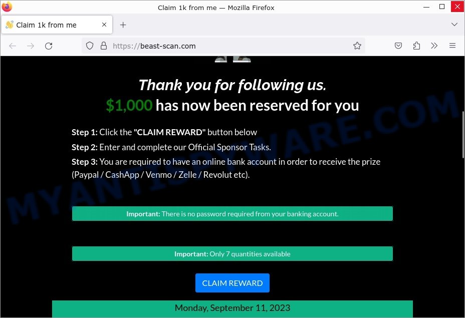 Beast-scan.com Claim Reward 1000 Scam