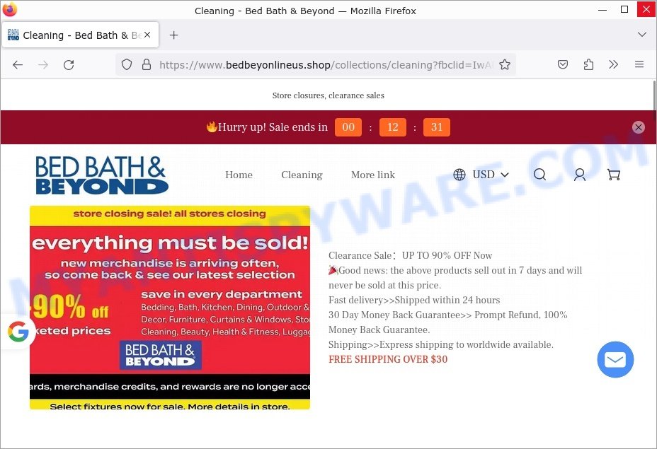 Bedbeyonlineus.shop scam store
