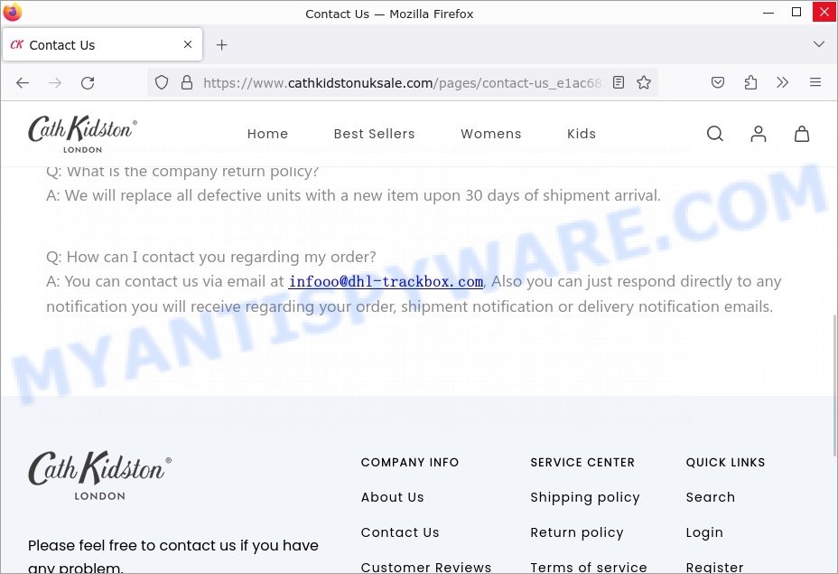 Cathkidstonuksale.com Scam store contacts