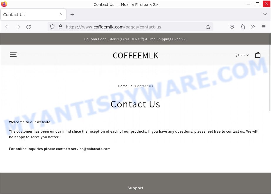 Coffeemlk.com Scam contacts