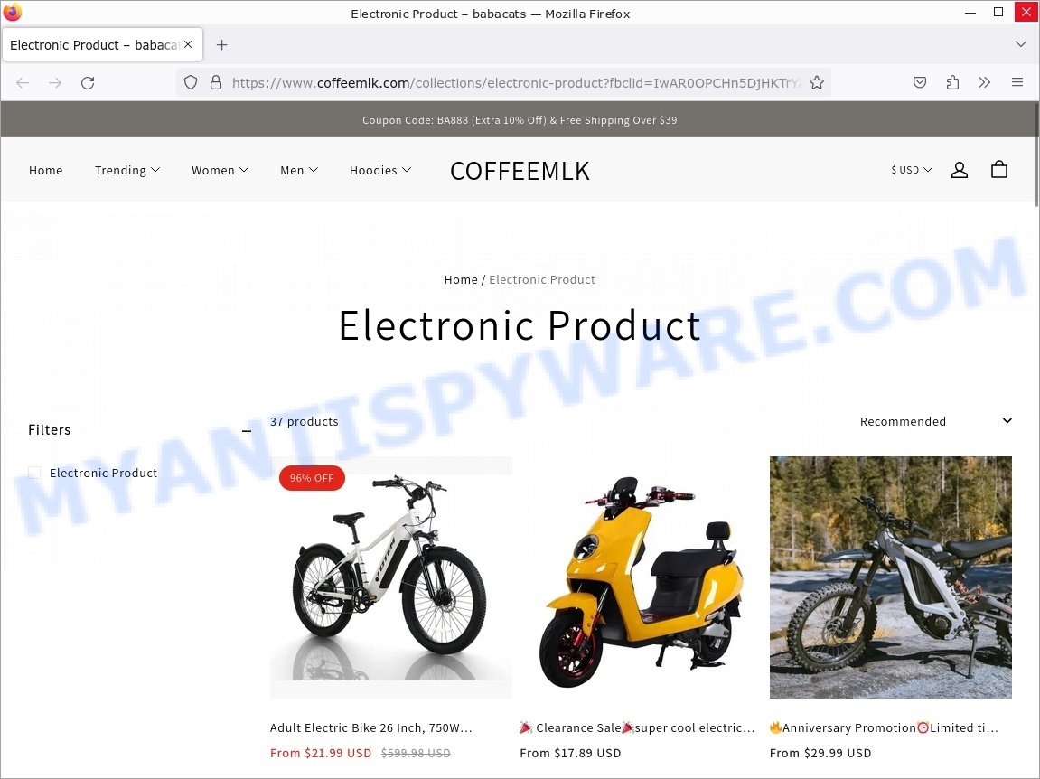 Coffeemlk.com Scam store