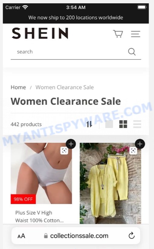 Collectionssale.com SHEIN Women Clearance Scam
