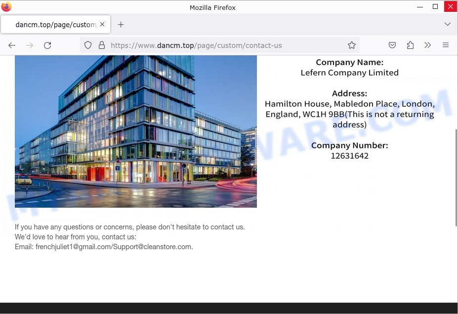 Dancm.Top Scam store contacts