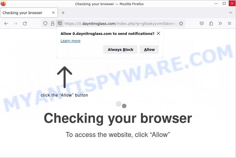 Daynitroglass.com Checking your browser Scam
