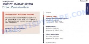 Delivery Failed Addressee Unknown USPS Scam