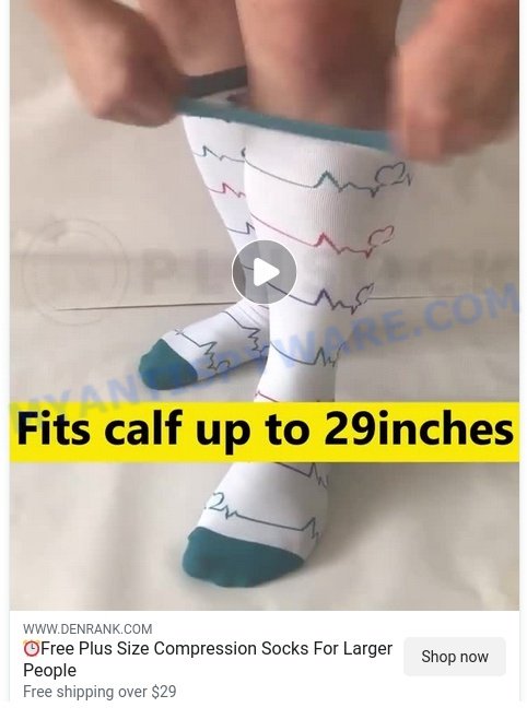 Denrank.com Plus Size Compression Socks Scam store ads