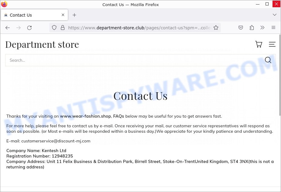 Discount Store Scam contacts