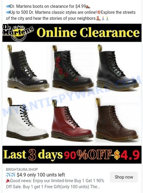 Fake Dr. Martens Clearance Sale Scam ads
