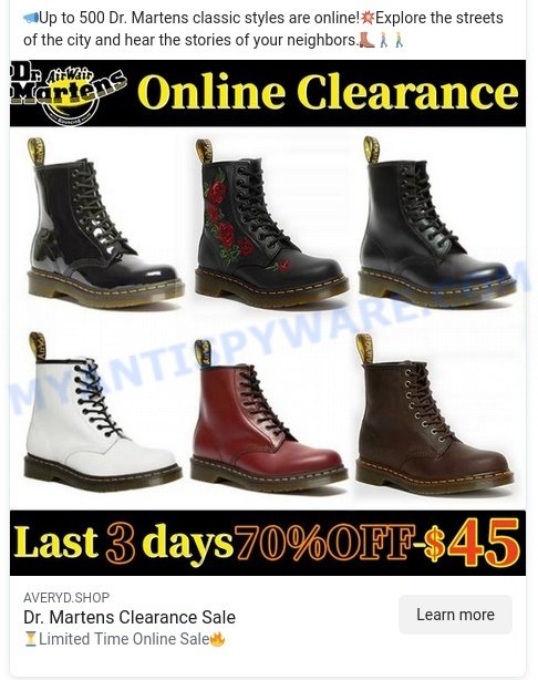 Fake Dr. Martens Clearance Sale Scam ads1