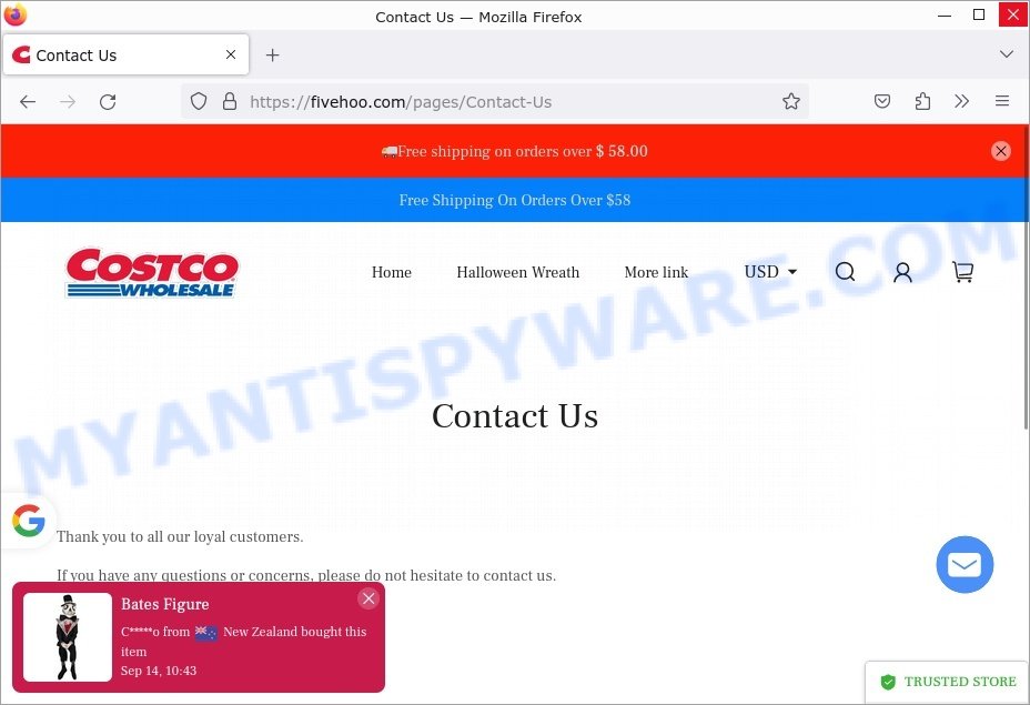 Fivehoo.com Warehouse Sale Scam contacts