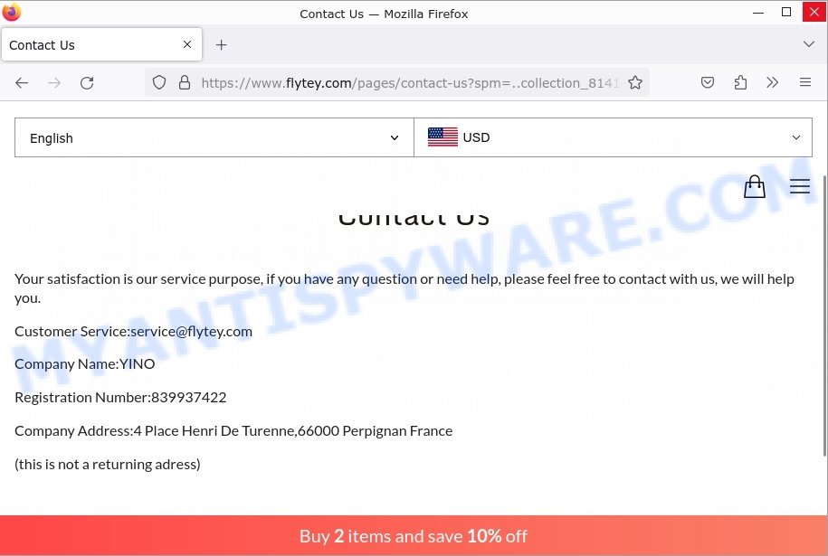 Flytey.com scam store contacts