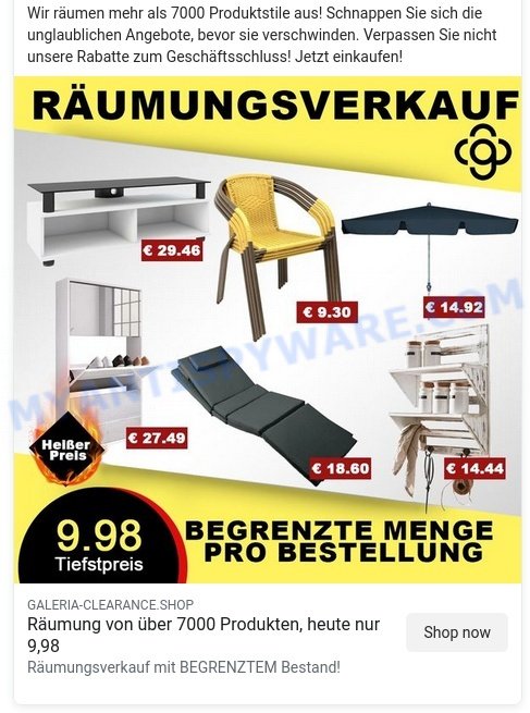 Galeria-Clearance.Shop scam store ads