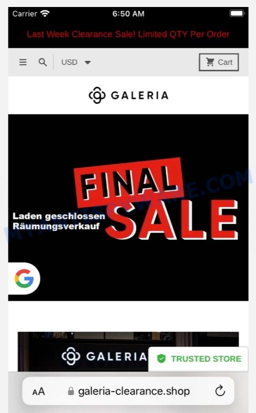 Galeria-Clearance.Shop scam store