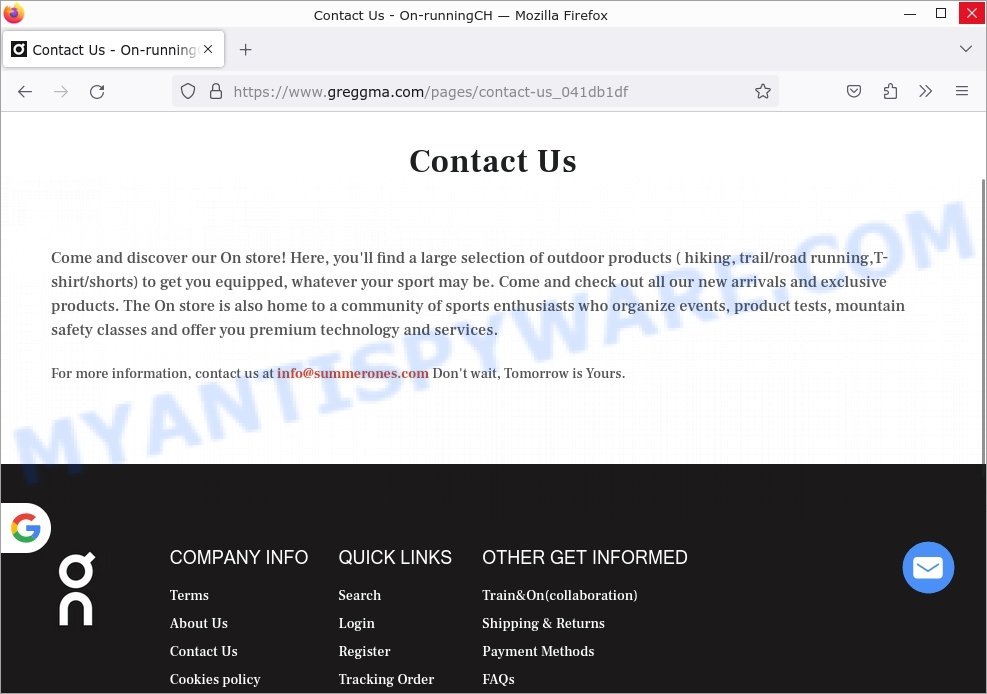 Greggma.com Onerunning scam contacts