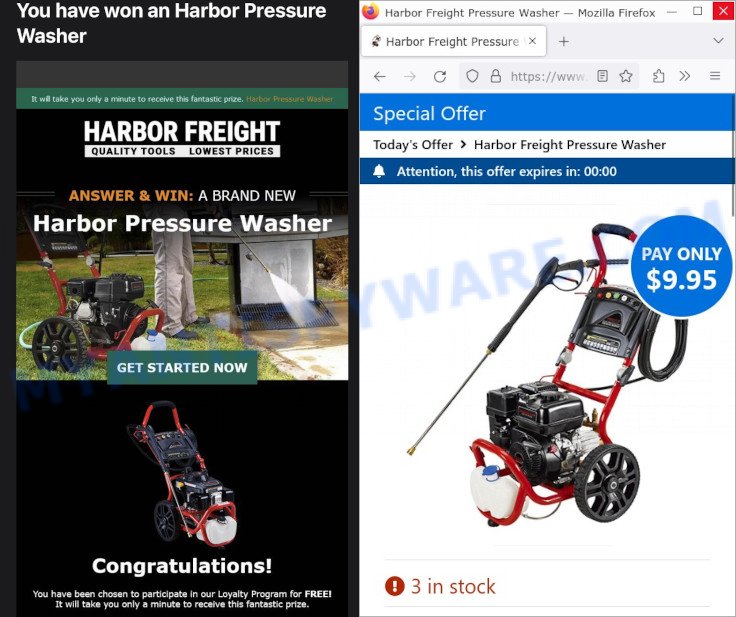 Harbor Freight Pressure Washer Giveaway Email scam