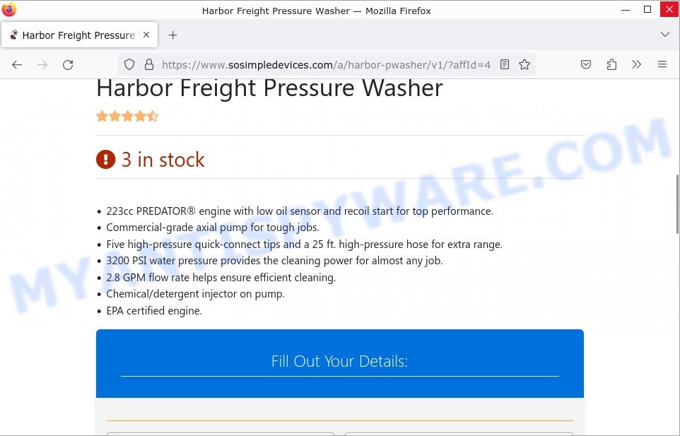 Harbor Freight Pressure Washer Giveaway scam offer