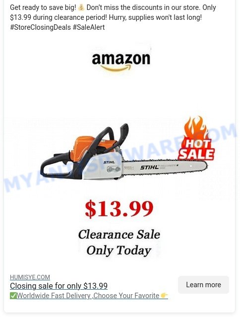 Humisye.com scam store ads