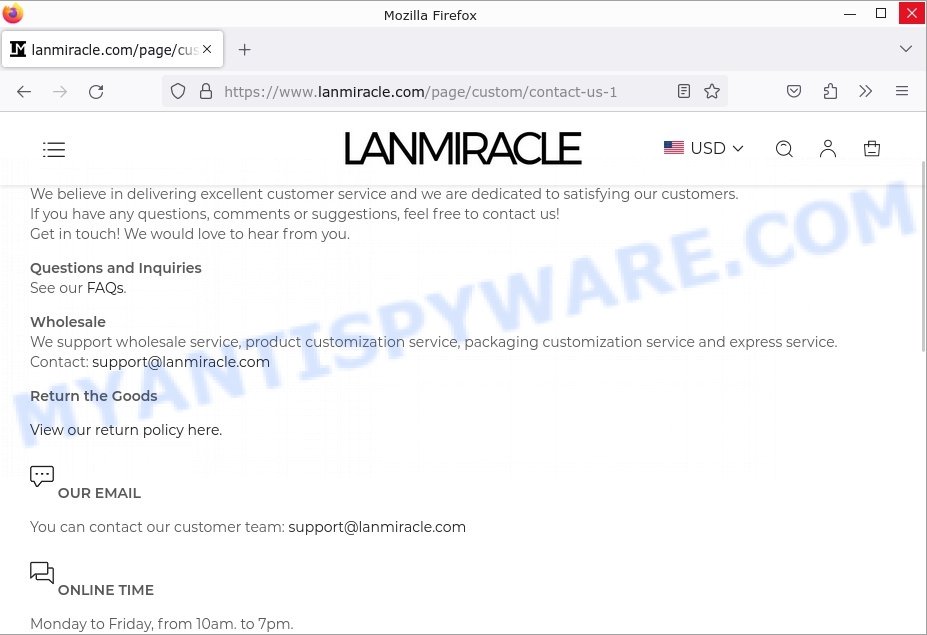Lanmiracle.com scam store contacts
