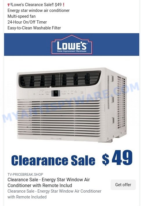 Lowe Clearance Sale Scam ads