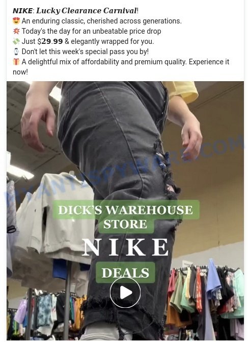 Nike Lucky Clearance Carnival Scam ads 1