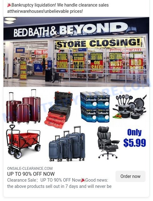 Onsale-clearance.com Bed Bath & Beyond Clearance ads