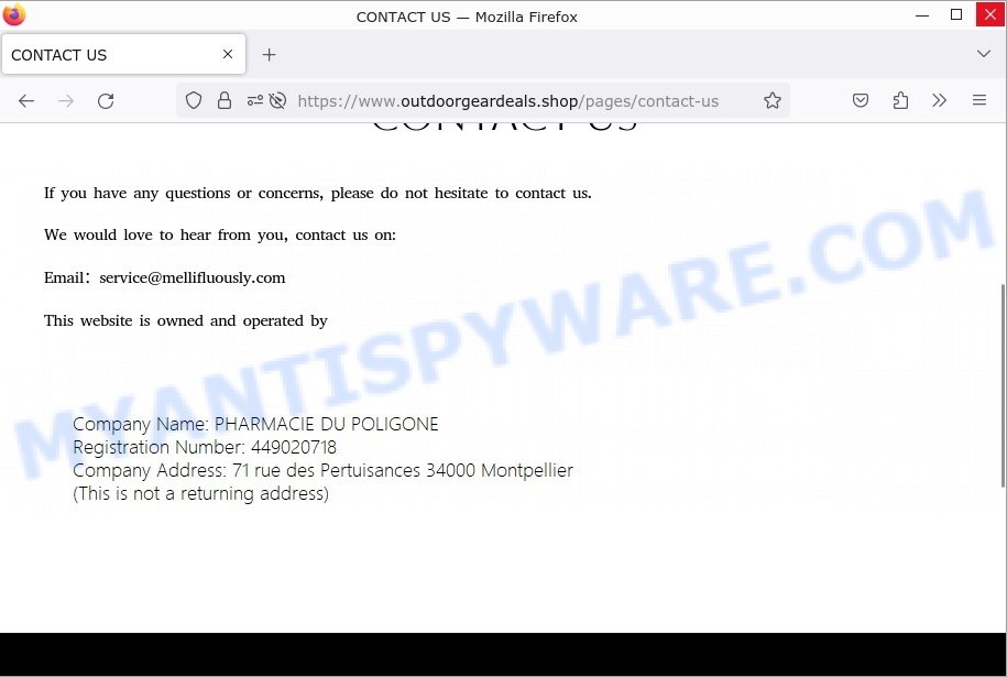 Outdoorgeardeals.shop scam store contacts