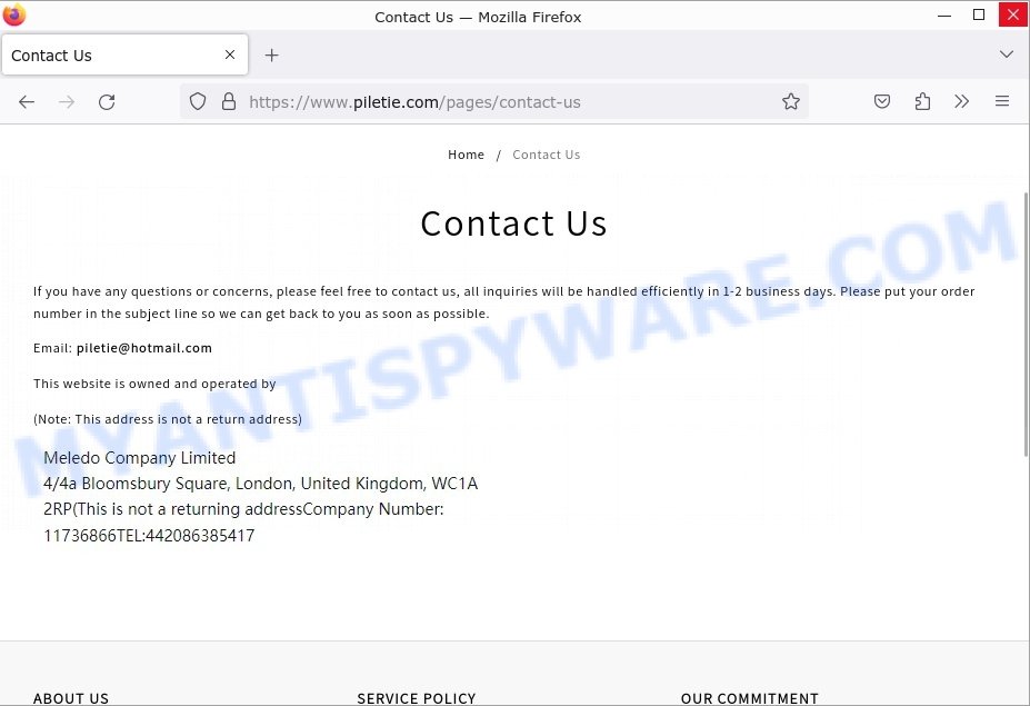 Piletie.com Scam contacts