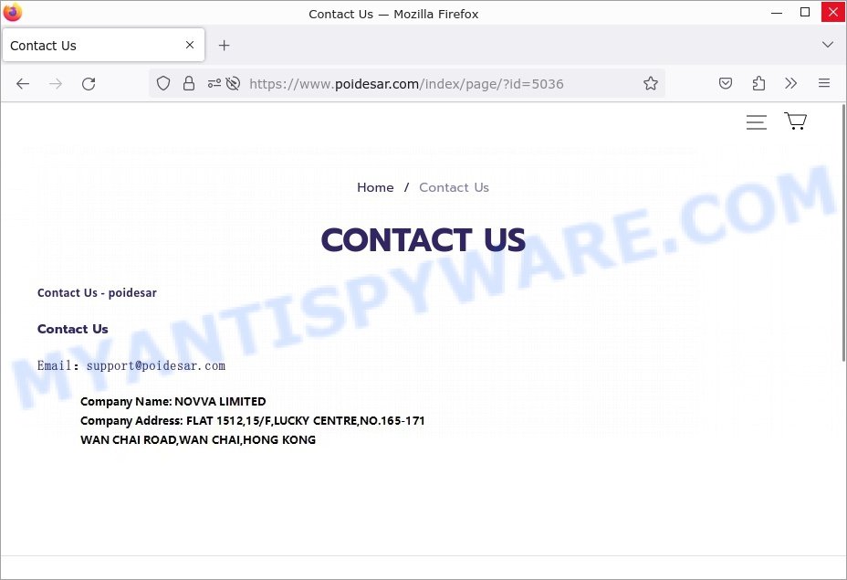 Poidesar.com scam store contacts