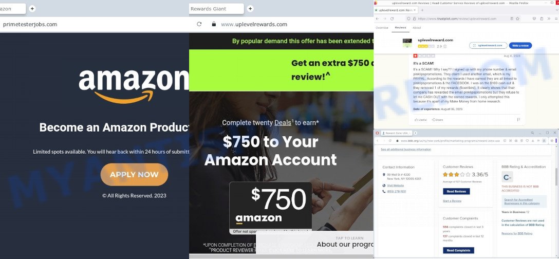 Primetesterjobs.com Testing Amazon Scam