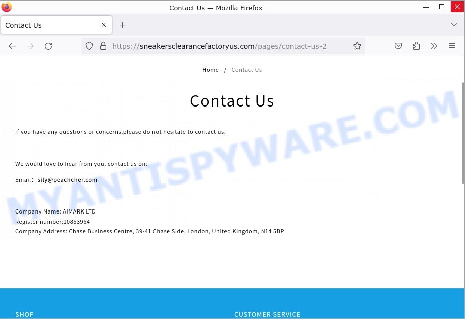 Sneakersclearancefactoryus.com Skechers Sneakers Scam contacts