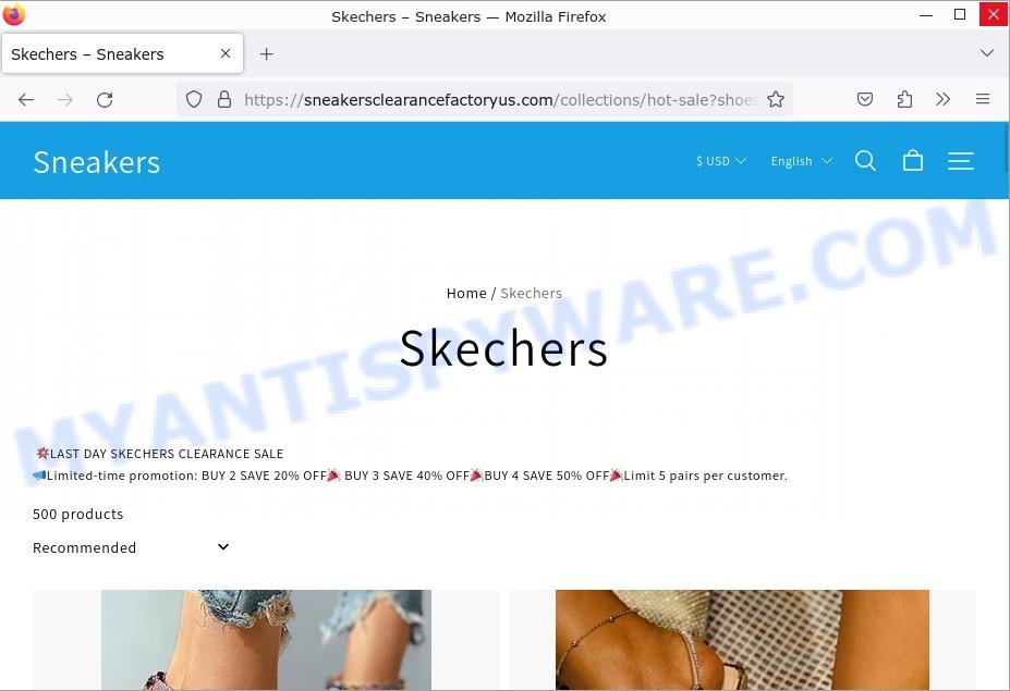 Sneakersclearancefactoryus.com Skechers Sneakers Scam store