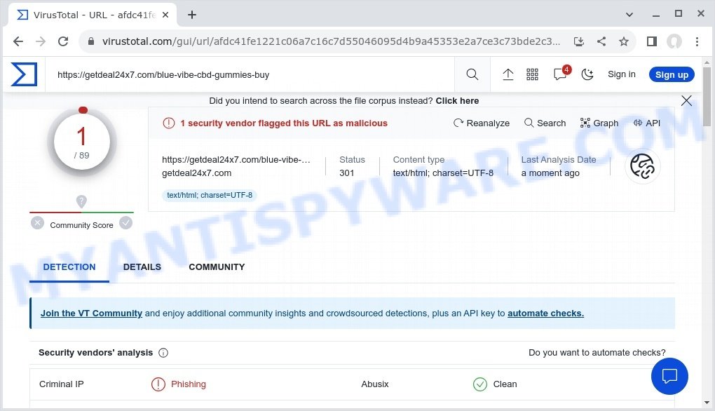 VirusTotal getdeal24x7.com scan