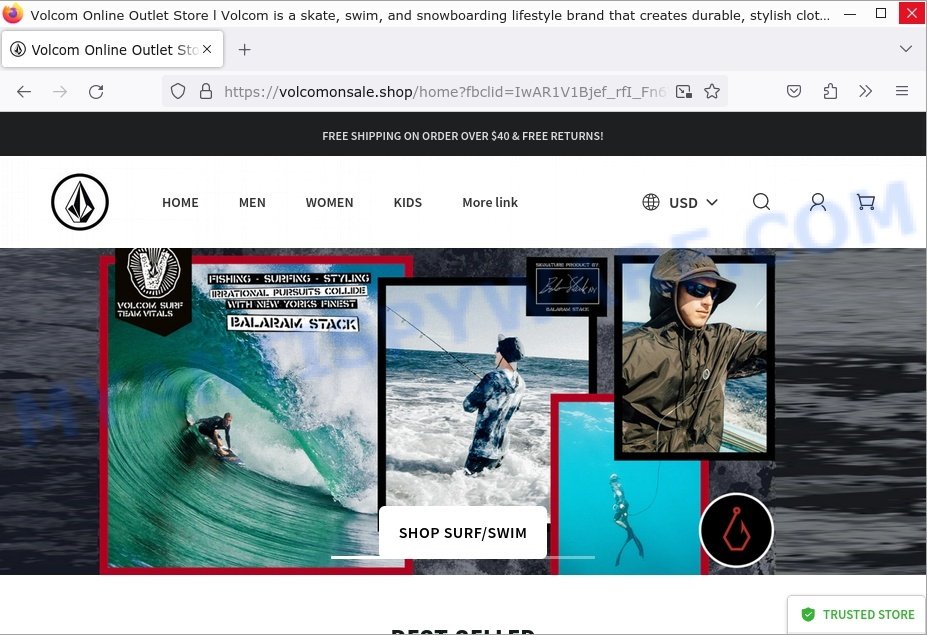 Volcomonsale.shop Scam store