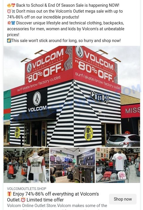 Volcomoutlets.Shop scam ads