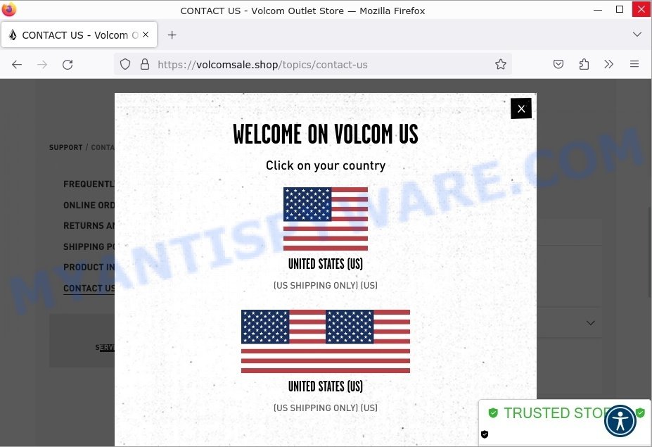 Volcomsale.shop Scam contacts