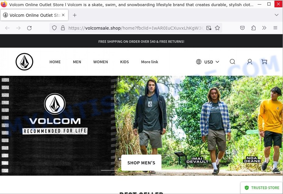 Volcomsale.shop Scam store