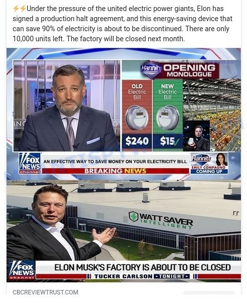 Watt Saver Elon Musk-Endorsed Scam on facebook