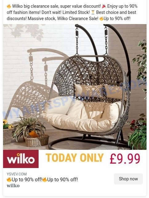 Wilko Discounts Scam Stores ads