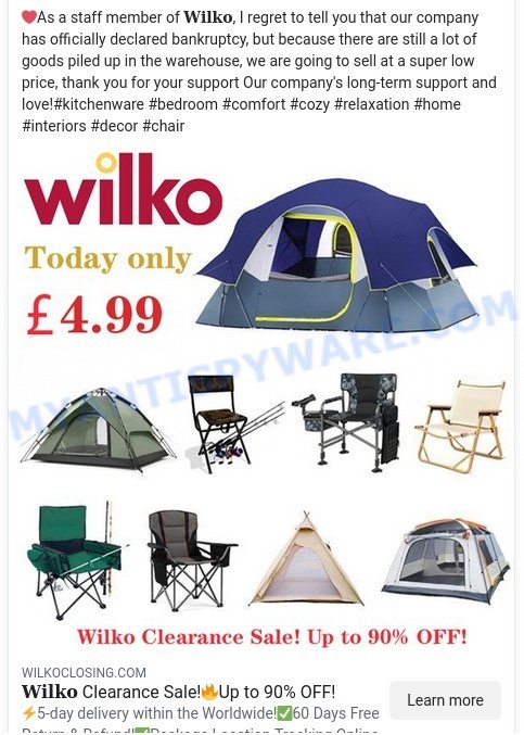 Wilkoclosing.com Scam store ads
