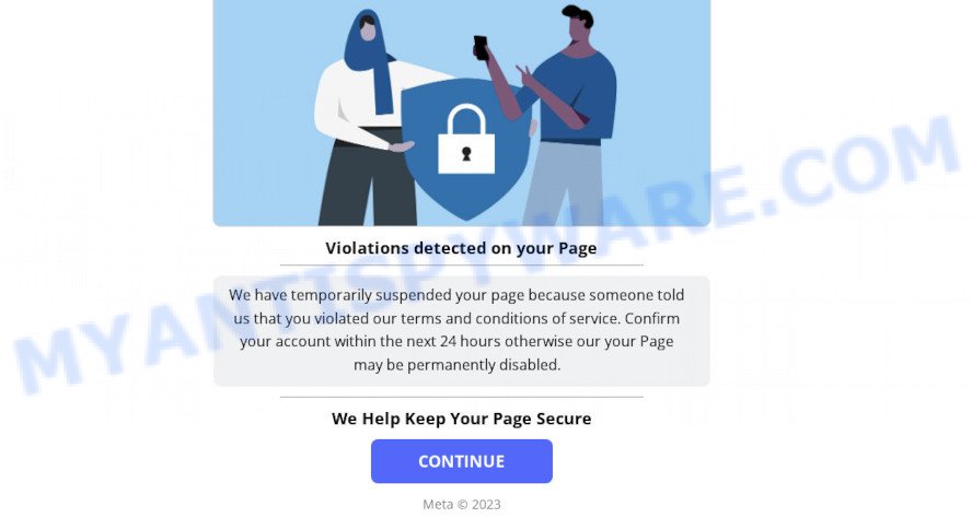 Your Page Has Been Disabled Scam page