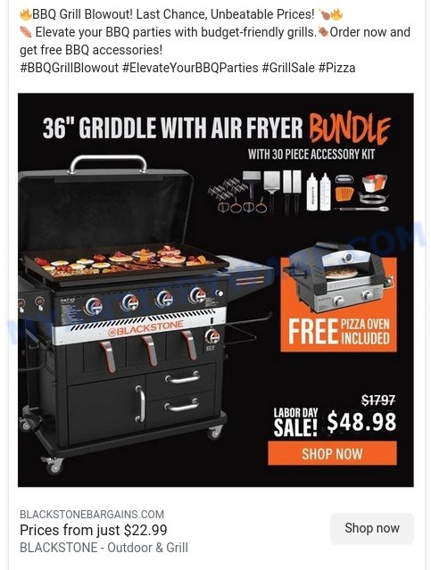 blackstonebargains.com BLACKSTONE scam ads