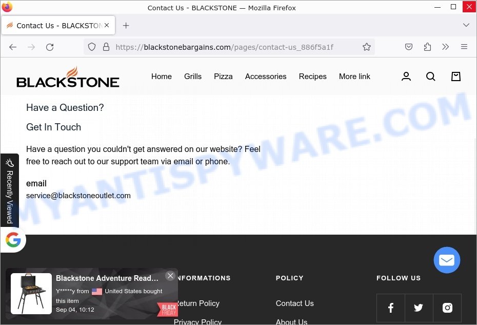 blackstonebargains.com BLACKSTONE scam contacts