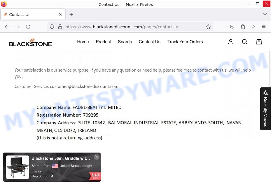blackstonediscount.com scam store contacts