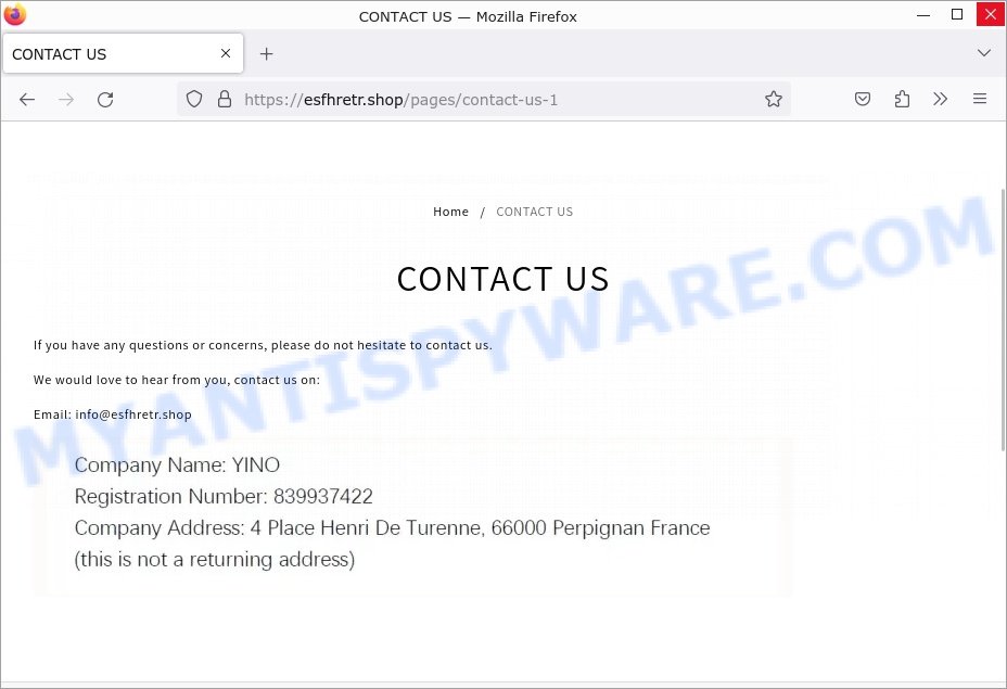 esfhretr.shop QVC scam contacts