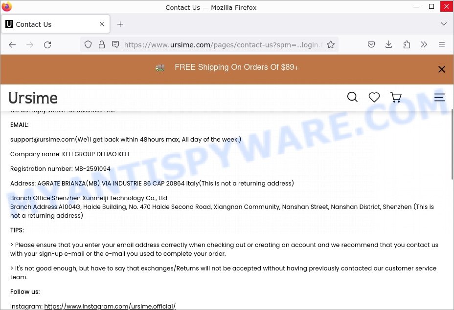 ursime.com contacts