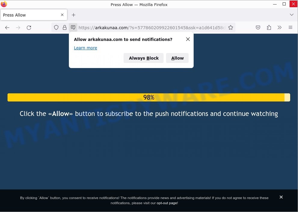 Arkakunaa.com Press Allow Scam