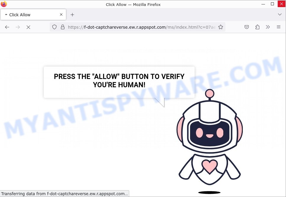 Captchareverse.ew.r.appspot.com Click Allow Scam