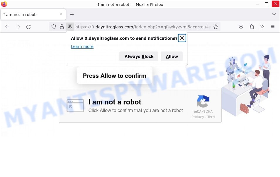 Daynitroglass.com I am not a robot Scam